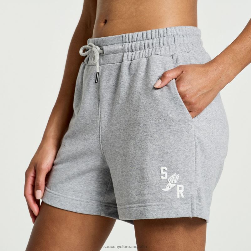 Saucony Women Rested Sweat Short 8460X831 Light Grey Heather Graphic