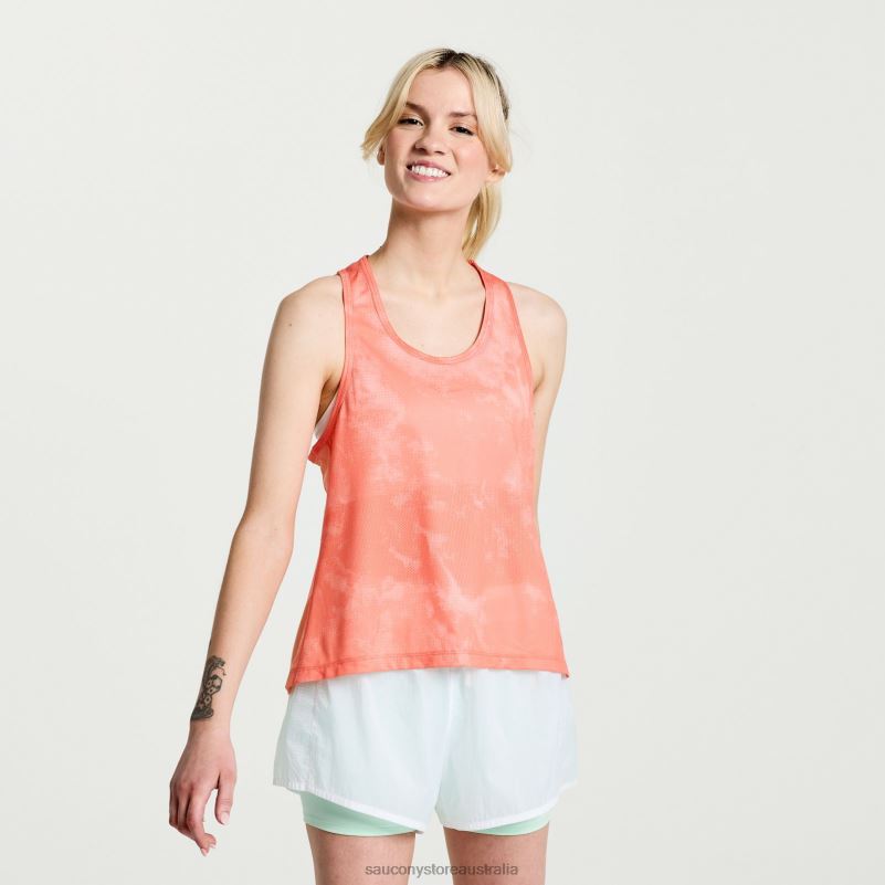 Saucony Women Elevate Tank Top 8460X749 Zenith Tie-Dye Print