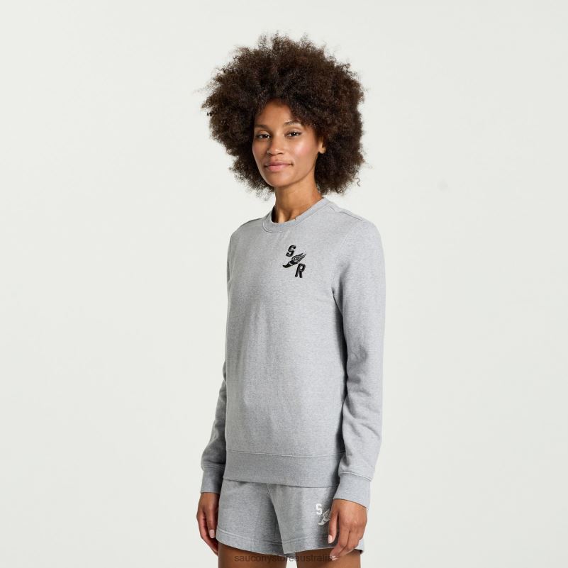 Saucony Women Rested Crewneck 8460X779 Light Grey Heather Graphic