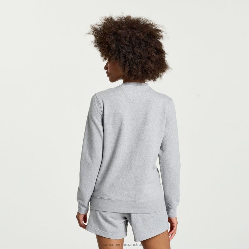 Saucony Women Rested Crewneck 8460X779 Light Grey Heather Graphic