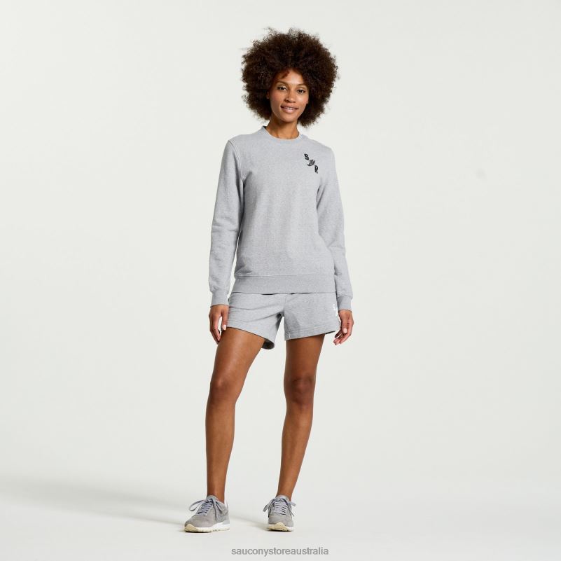 Saucony Women Rested Crewneck 8460X779 Light Grey Heather Graphic