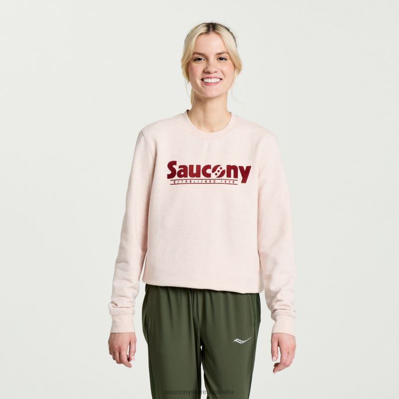 Saucony Women Rested Crewneck 8460X780 Sepia Rose Heather Graphic