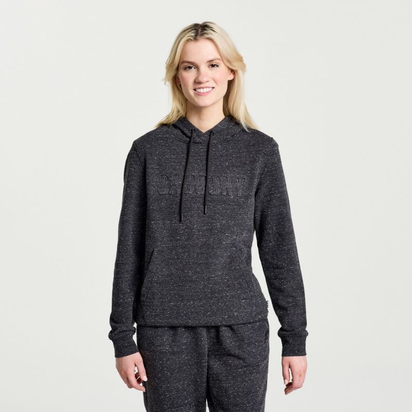 Saucony Women Rested Hoodie 8460X794 Black Heather Graphic