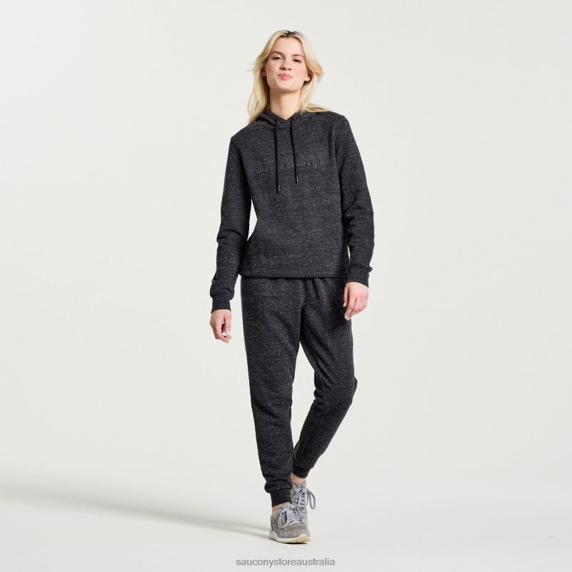 Saucony Women Rested Hoodie 8460X794 Black Heather Graphic