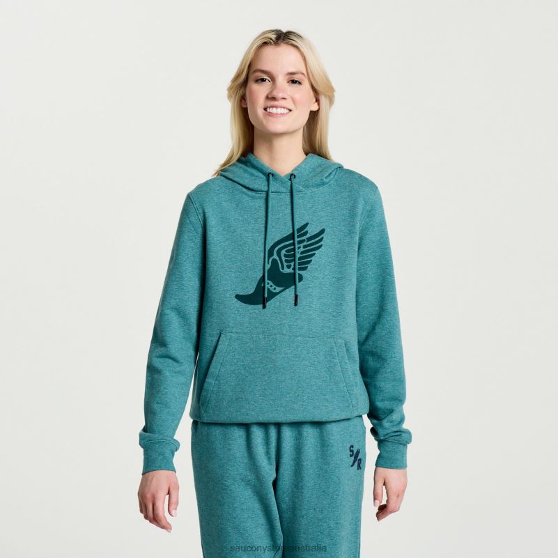 Saucony Women Rested Hoodie 8460X798 North Atlantic Heather Graphic