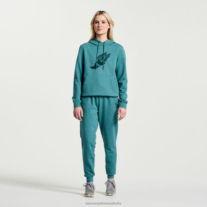 Saucony Women Rested Hoodie 8460X798 North Atlantic Heather Graphic