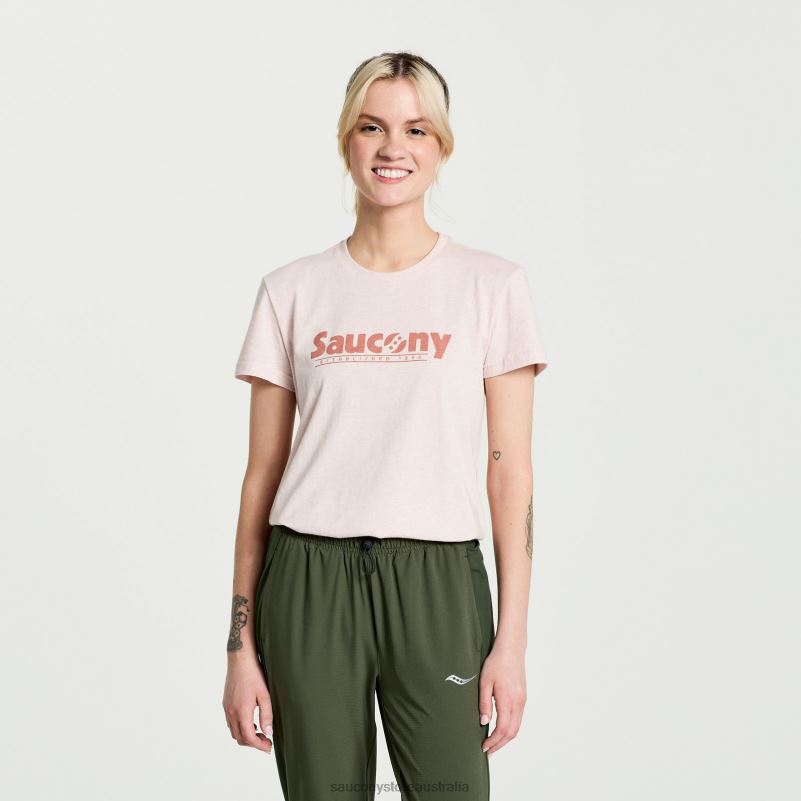 Saucony Women Rested T-Shirt 8460X785 Sepia Rose Heather Graphic