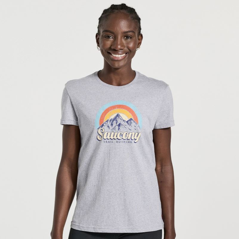 Saucony Women Rested T-Shirt 8460X787 Light Grey Heather
