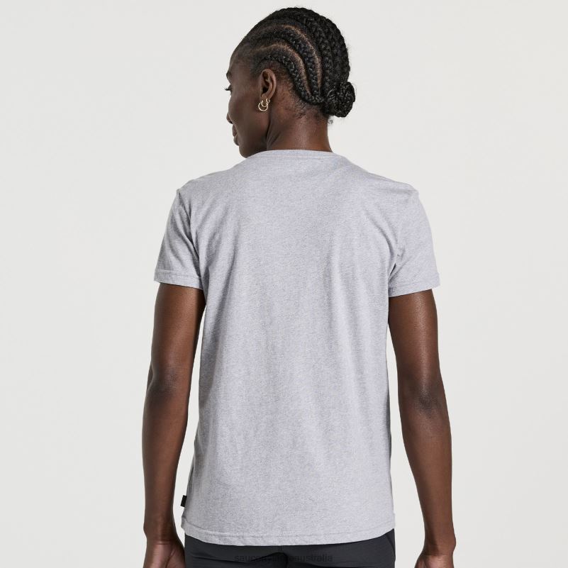 Saucony Women Rested T-Shirt 8460X787 Light Grey Heather