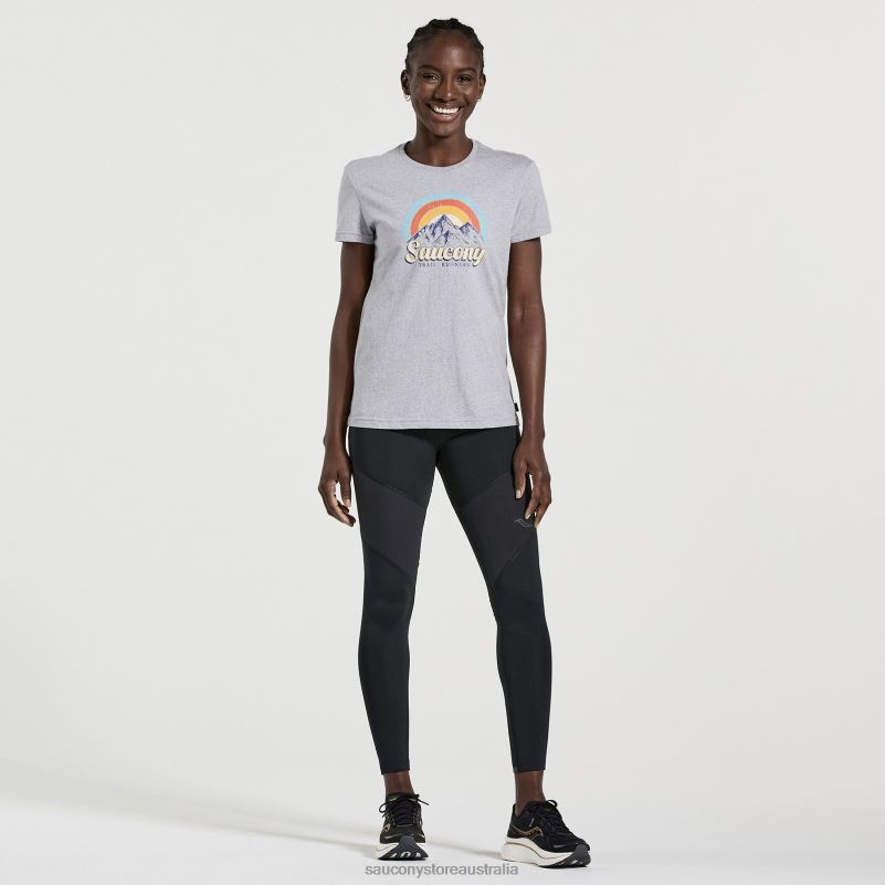 Saucony Women Rested T-Shirt 8460X787 Light Grey Heather