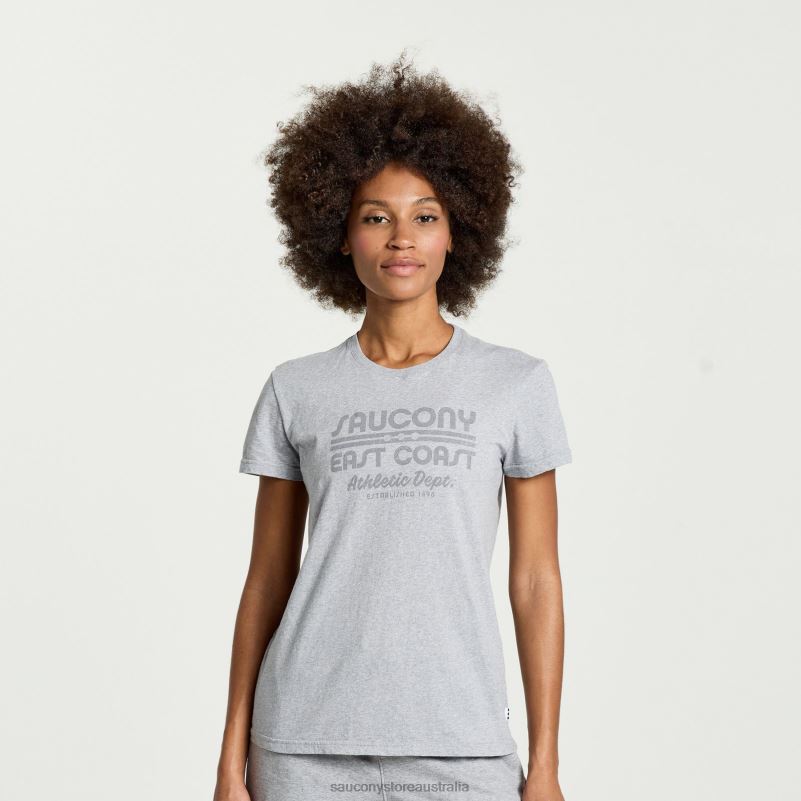 Saucony Women Rested T-Shirt 8460X788 Light Grey Heather Graphic