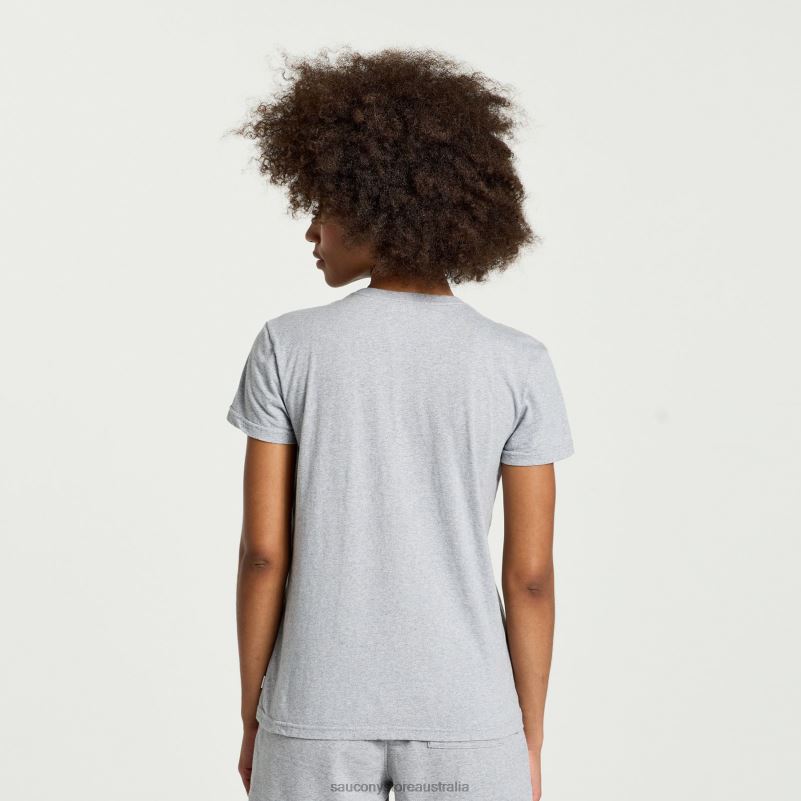 Saucony Women Rested T-Shirt 8460X788 Light Grey Heather Graphic