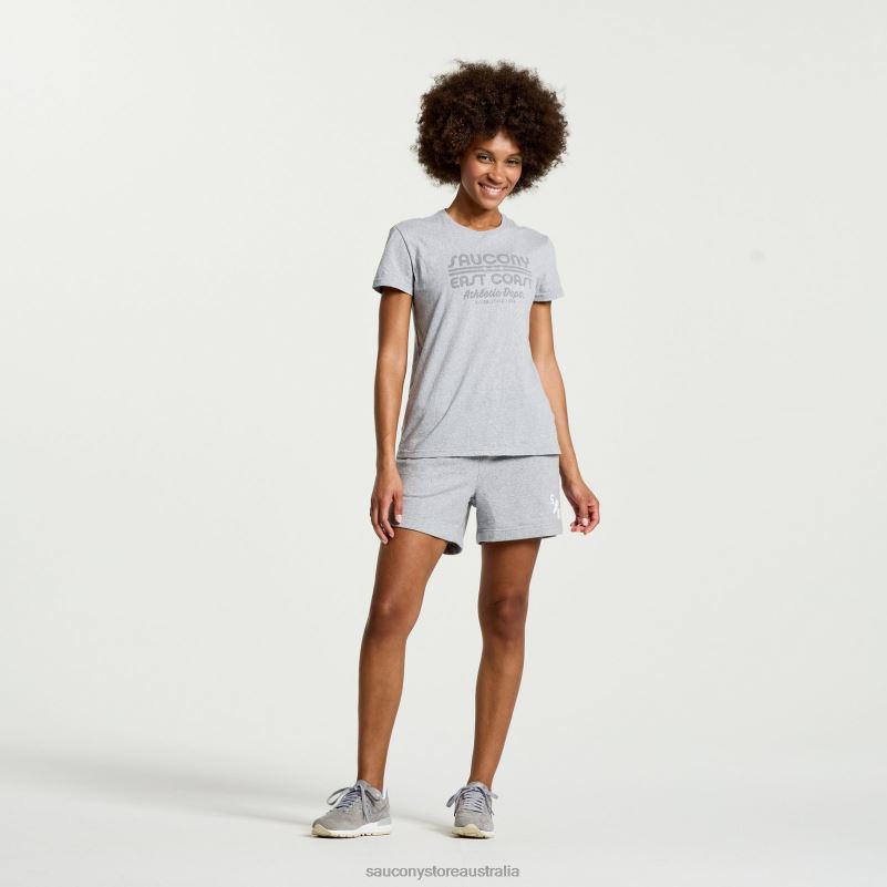Saucony Women Rested T-Shirt 8460X788 Light Grey Heather Graphic