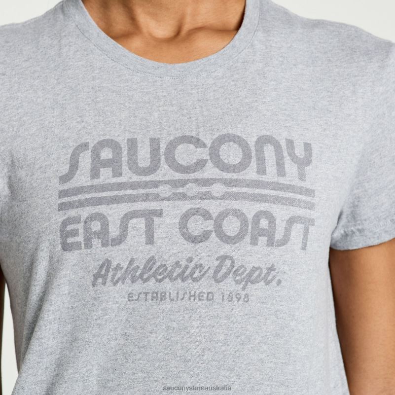 Saucony Women Rested T-Shirt 8460X788 Light Grey Heather Graphic