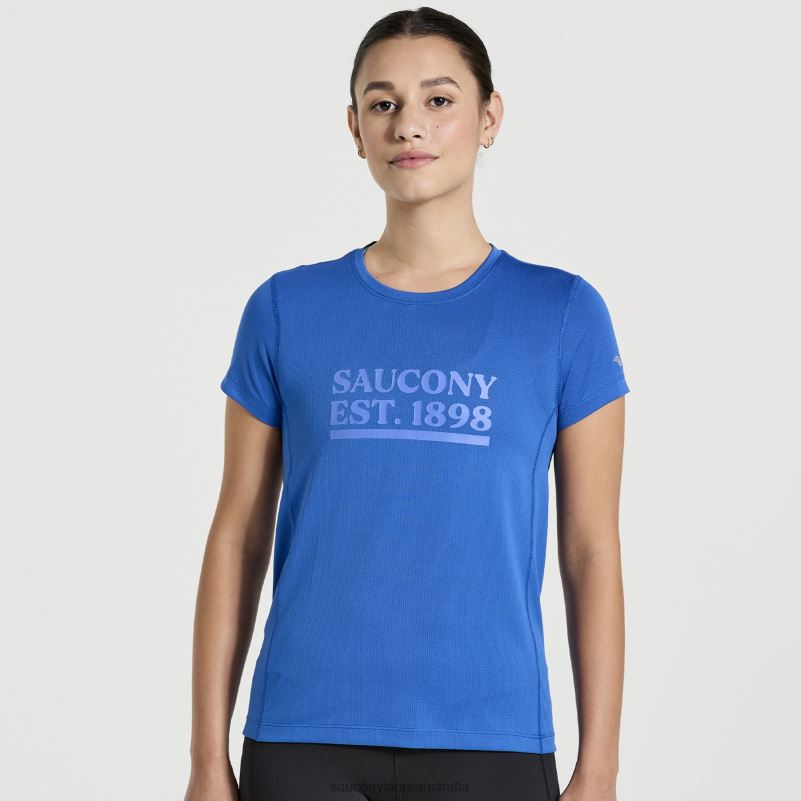 Saucony Women Stopwatch Graphic Short Sleeve 8460X739 Pool Graphic