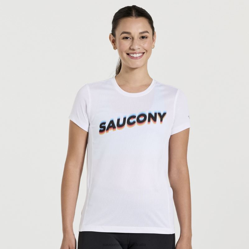 Saucony Women Stopwatch Graphic Short Sleeve 8460X740 White Graphic