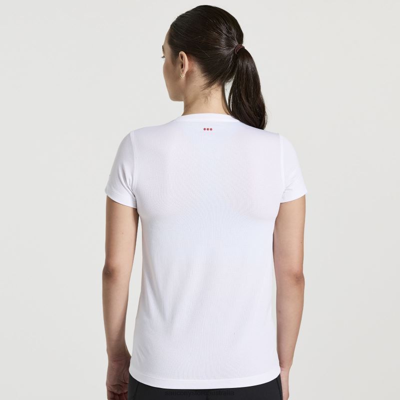 Saucony Women Stopwatch Graphic Short Sleeve 8460X740 White Graphic