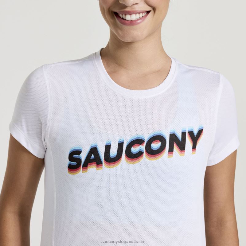 Saucony Women Stopwatch Graphic Short Sleeve 8460X740 White Graphic