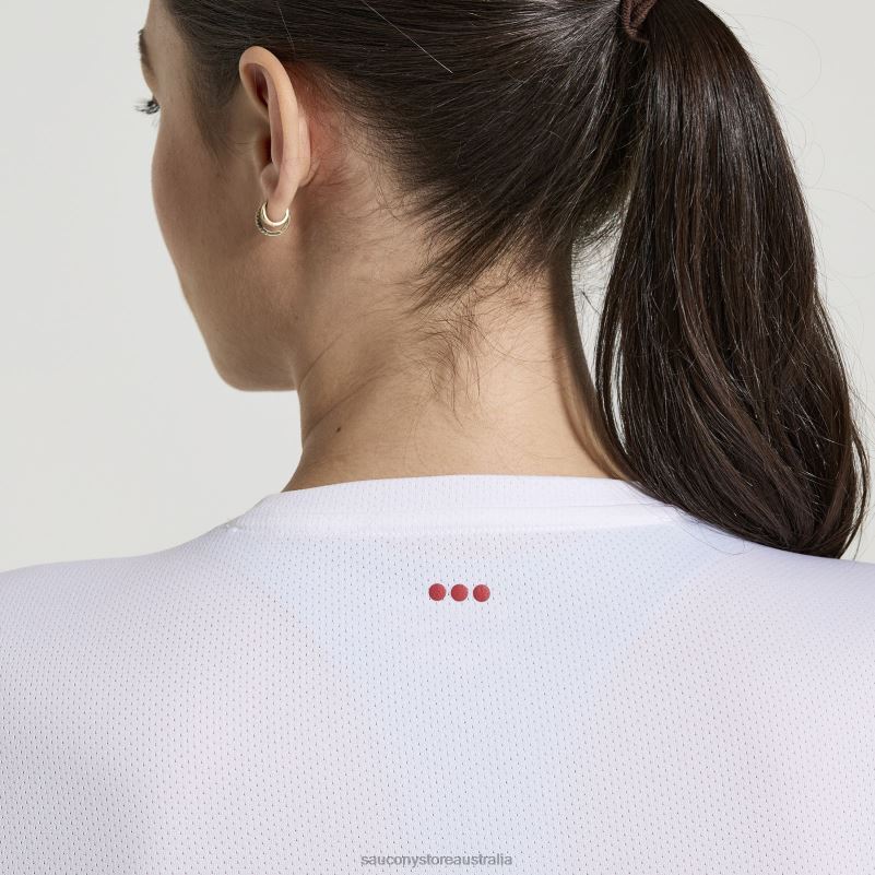 Saucony Women Stopwatch Graphic Short Sleeve 8460X740 White Graphic