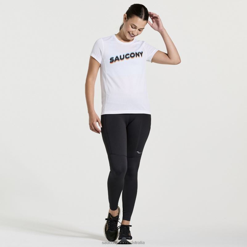 Saucony Women Stopwatch Graphic Short Sleeve 8460X740 White Graphic
