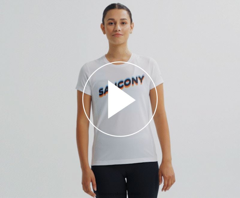 Saucony Women Stopwatch Graphic Short Sleeve 8460X740 White Graphic