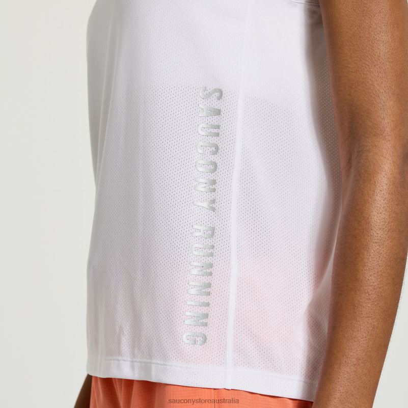 Saucony Women Stopwatch Graphic Singlet 8460X758 White Graphic