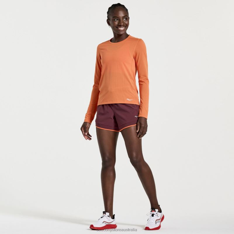 Saucony Women Stopwatch Long Sleeve 8460X743 Ember