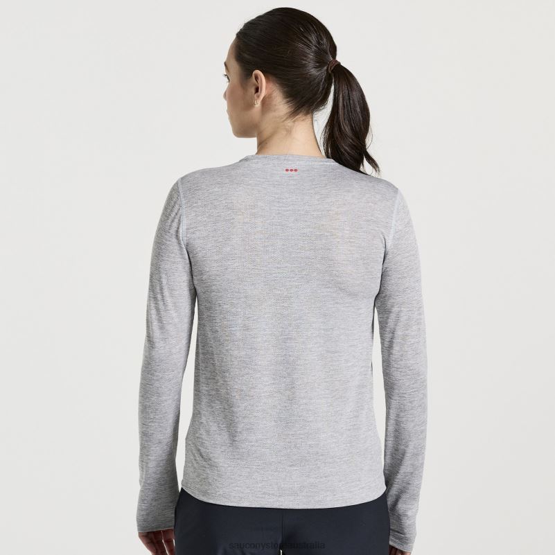 Saucony Women Stopwatch Long Sleeve 8460X744 Light Grey Heather