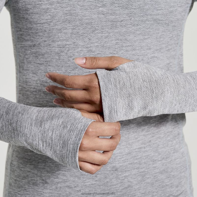 Saucony Women Stopwatch Long Sleeve 8460X744 Light Grey Heather