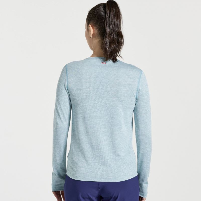 Saucony Women Stopwatch Long Sleeve 8460X745 Rainfall Heather