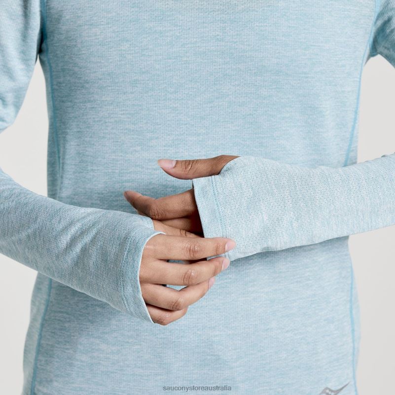 Saucony Women Stopwatch Long Sleeve 8460X745 Rainfall Heather