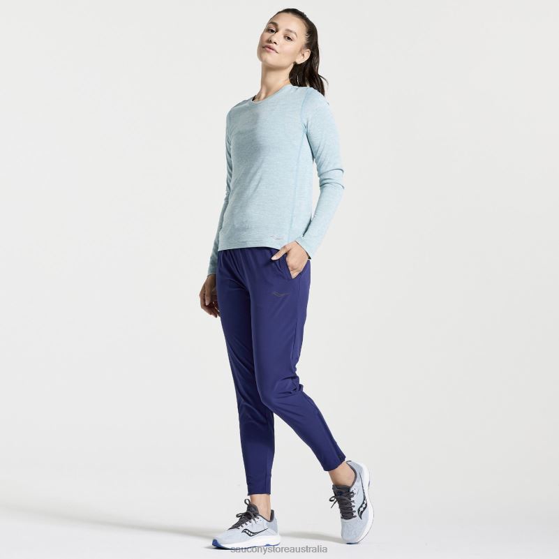 Saucony Women Stopwatch Long Sleeve 8460X745 Rainfall Heather