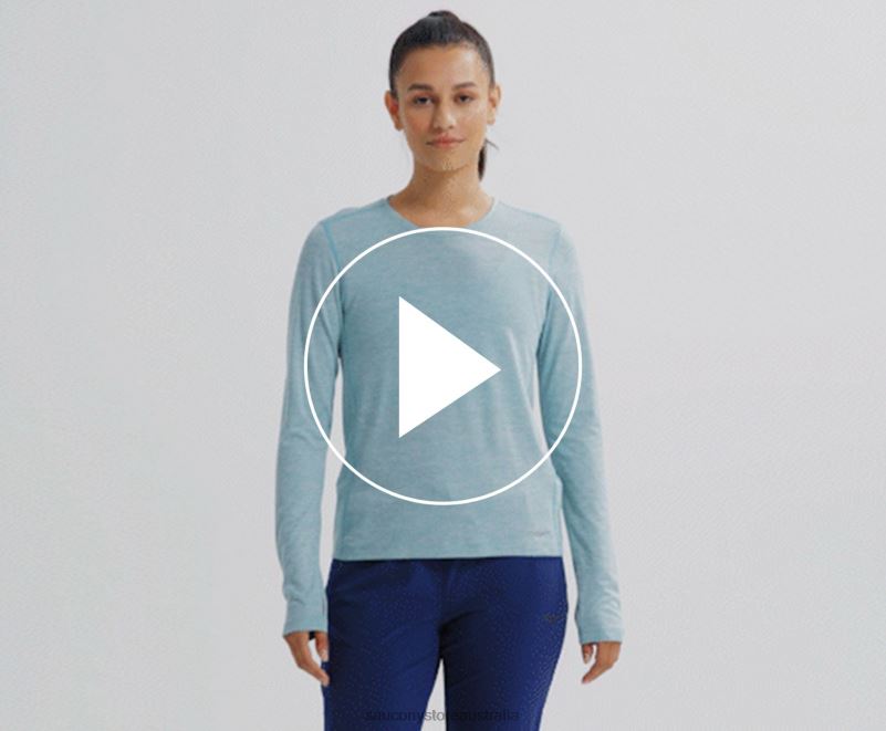 Saucony Women Stopwatch Long Sleeve 8460X745 Rainfall Heather