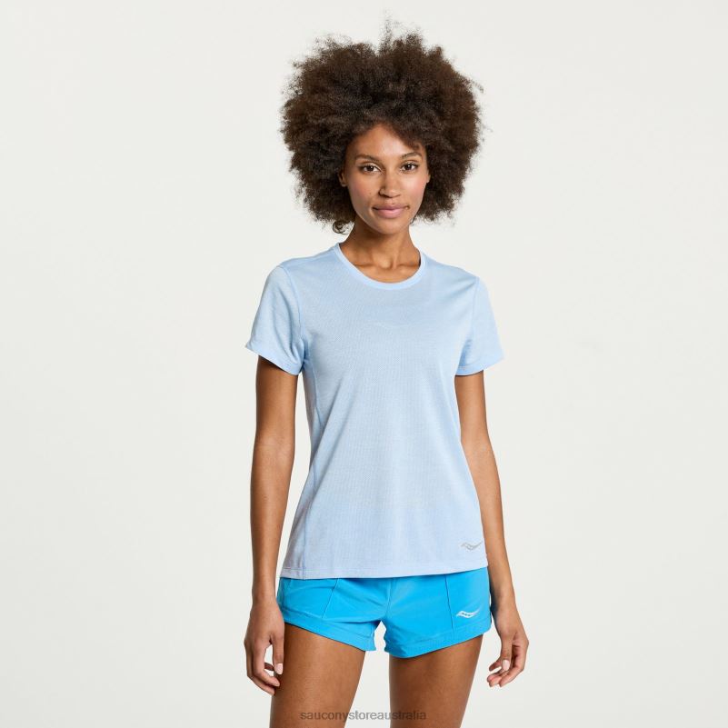 Saucony Women Stopwatch Short Sleeve 8460X727 Ether Heather
