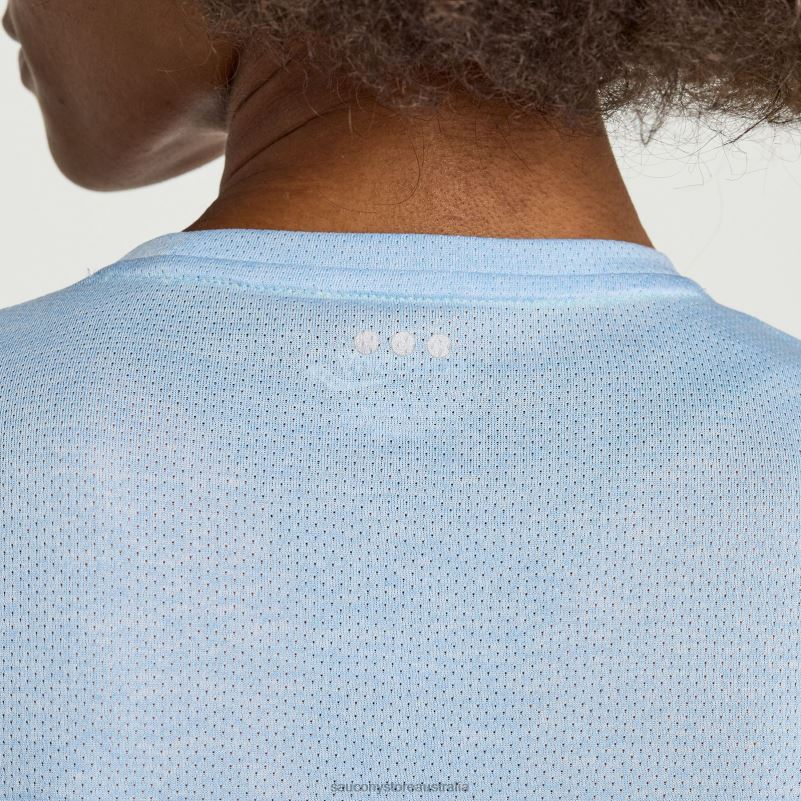 Saucony Women Stopwatch Short Sleeve 8460X727 Ether Heather