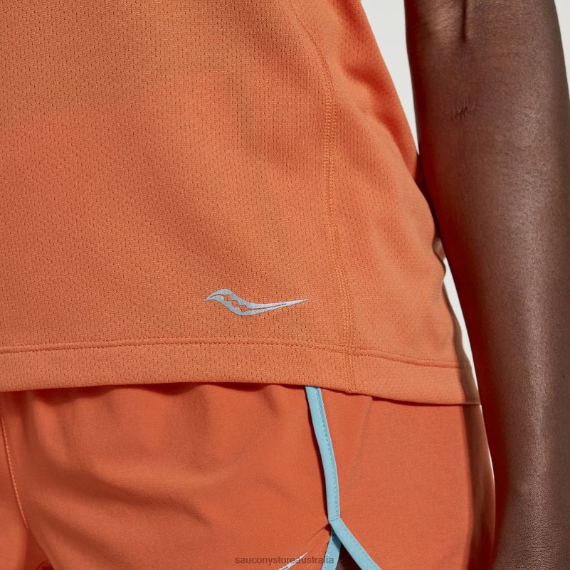 Saucony Women Stopwatch Short Sleeve 8460X731 Ember