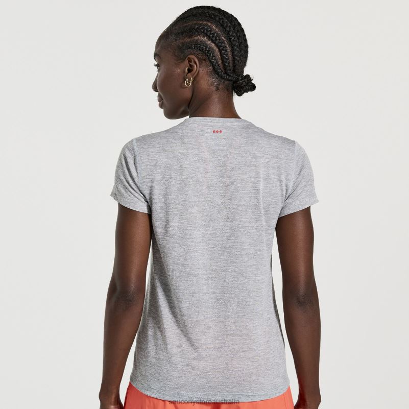 Saucony Women Stopwatch Short Sleeve 8460X732 Light Grey Heather