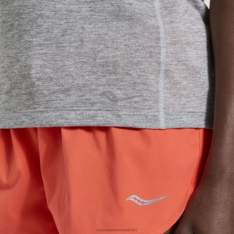 Saucony Women Stopwatch Short Sleeve 8460X732 Light Grey Heather
