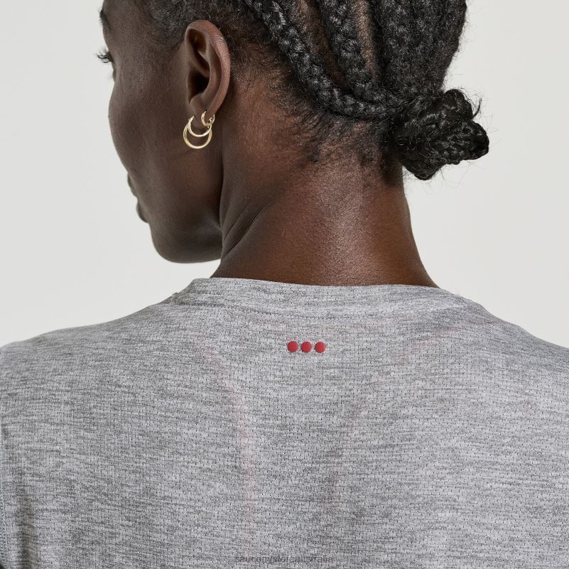 Saucony Women Stopwatch Short Sleeve 8460X732 Light Grey Heather
