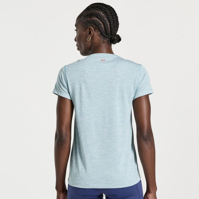 Saucony Women Stopwatch Short Sleeve 8460X733 Rainfall Heather