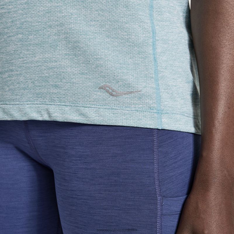 Saucony Women Stopwatch Short Sleeve 8460X733 Rainfall Heather