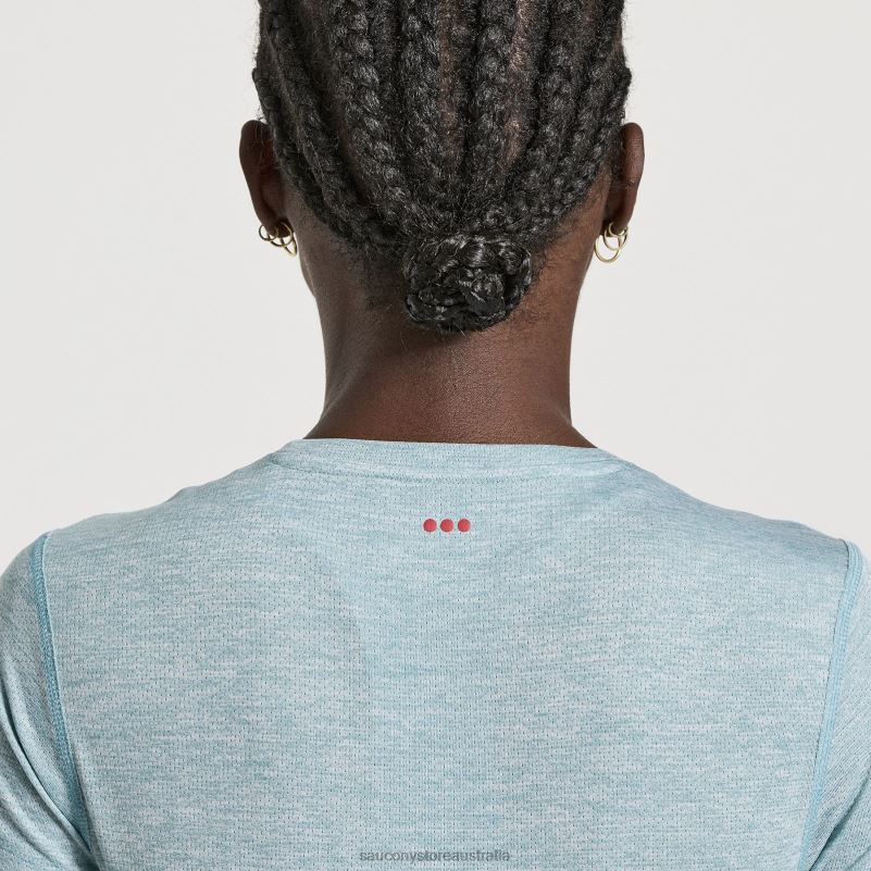 Saucony Women Stopwatch Short Sleeve 8460X733 Rainfall Heather