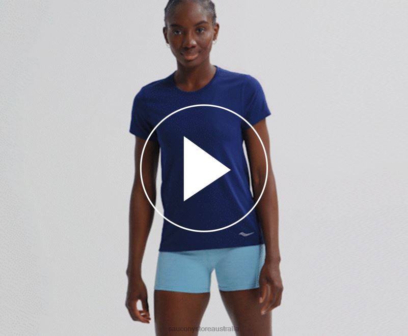 Saucony Women Stopwatch Short Sleeve 8460X733 Rainfall Heather