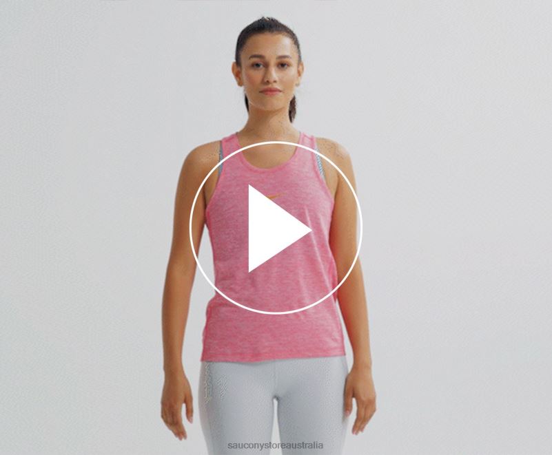 Saucony Women Stopwatch Singlet 8460X719 Flame Quartz Heather