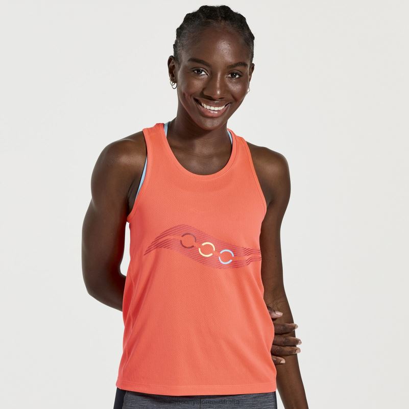 Saucony Women Stopwatch Singlet 8460X723 ViZiRed Graphic