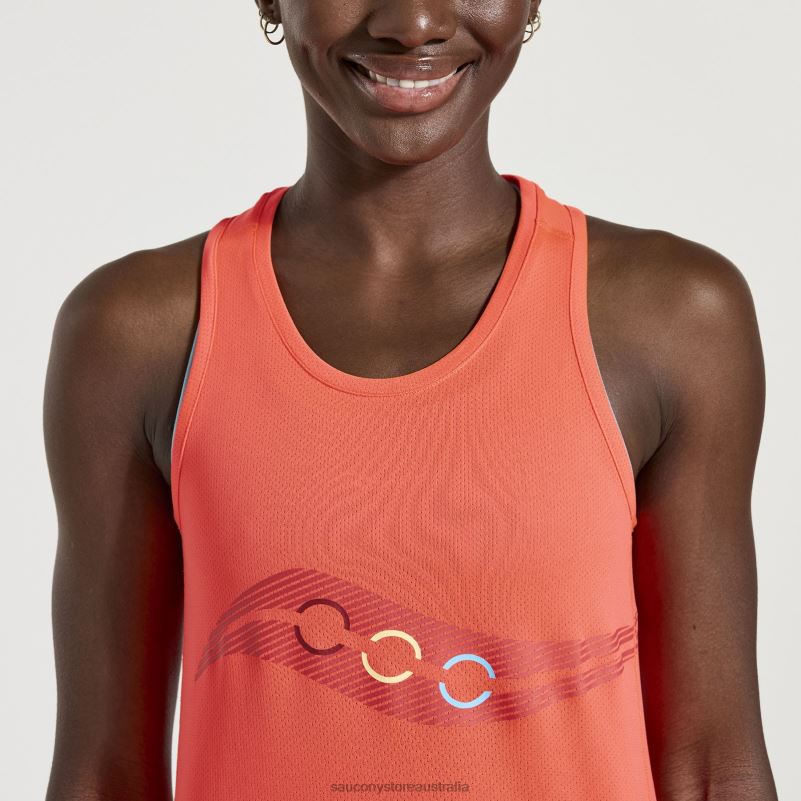 Saucony Women Stopwatch Singlet 8460X723 ViZiRed Graphic