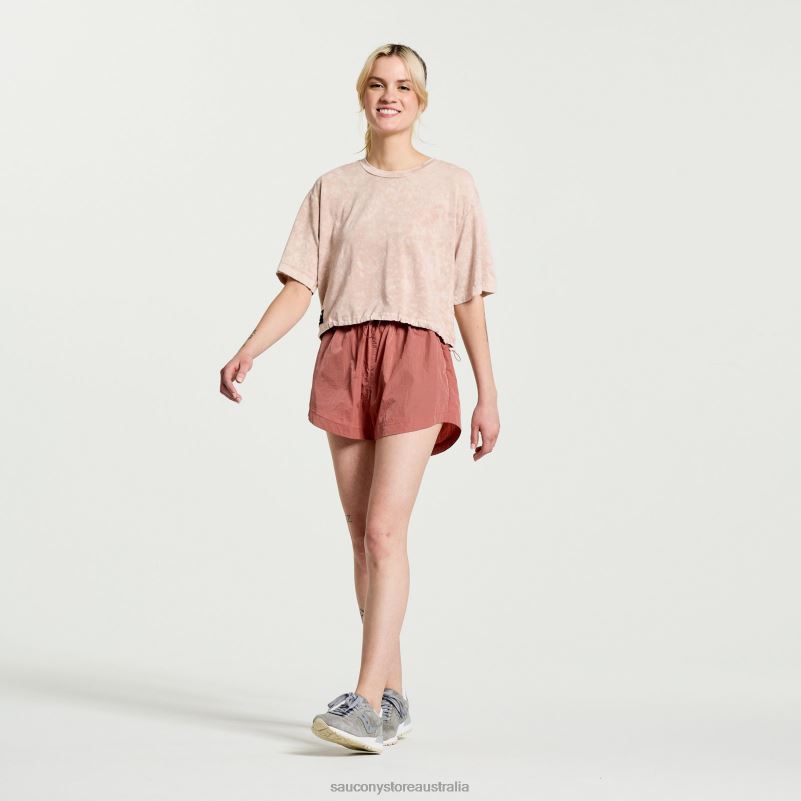 Saucony Women Unwind Crop Short Sleeve 8460X765 Sepia Rose