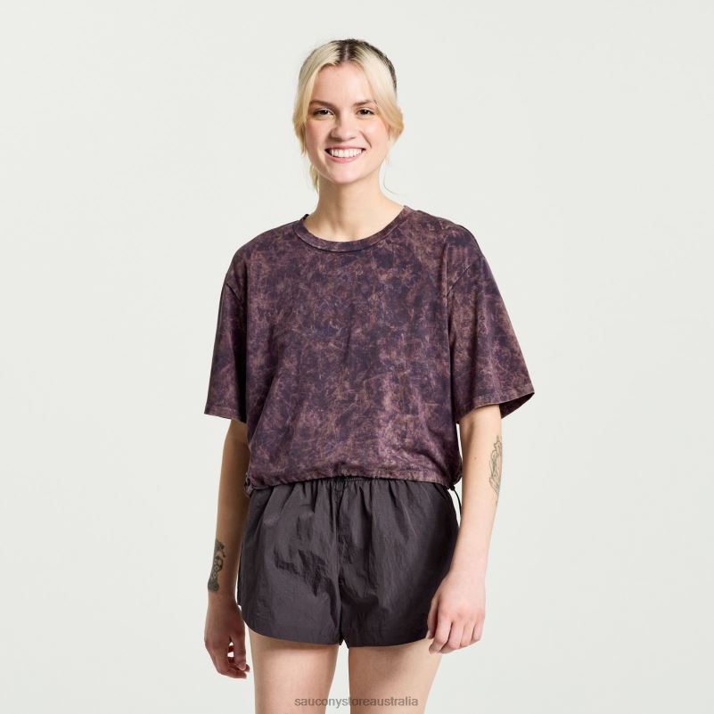 Saucony Women Unwind Crop Short Sleeve 8460X766 Basalt