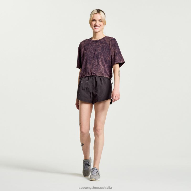 Saucony Women Unwind Crop Short Sleeve 8460X766 Basalt